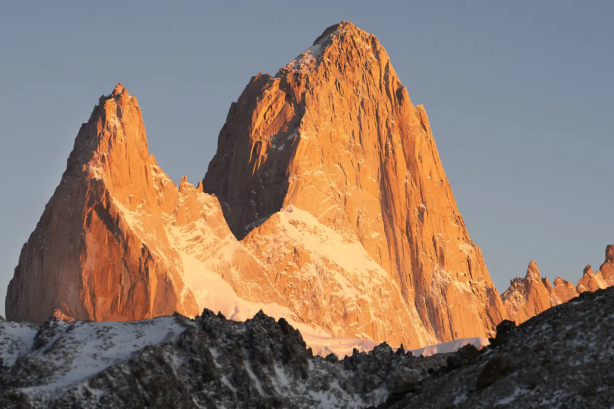 Fitz Roy lit up at sunrise